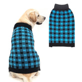 PUPTECK suéter para perro con estilo de cuadros, vista frontal, abrigo cálido para paseos fríos