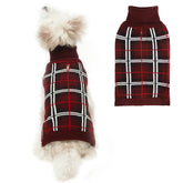 PUPTECK suéter navideño para perro con patrón de cuadros rojo, ideal para días festivos