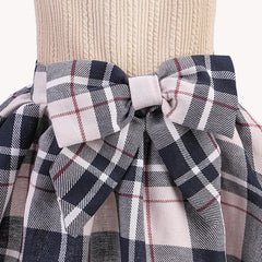 PUPTECK Vestido para perro cuadros crema, cierre sencillo para poner y quitar