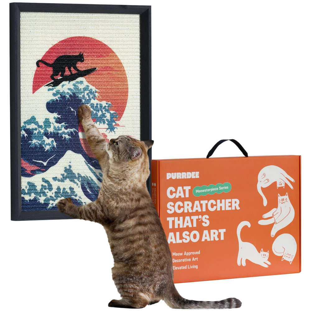 PURRDEE rasca-pared arte gato: decoración funcional para tu sala