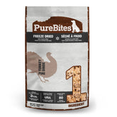 PureBites pavo liofilizado en bolsa de 2,47 onzas, snack práctico para perros.