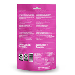 PureBites salmón salvaje, hecho en EE.UU., preserva el sabor natural.