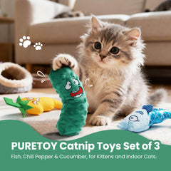 PURETOY Catnip Toys Set con chile, estimula persecución y curiosidad.