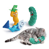 PURETOY Catnip Toys Set en forma de pez, ideal para juego activo.