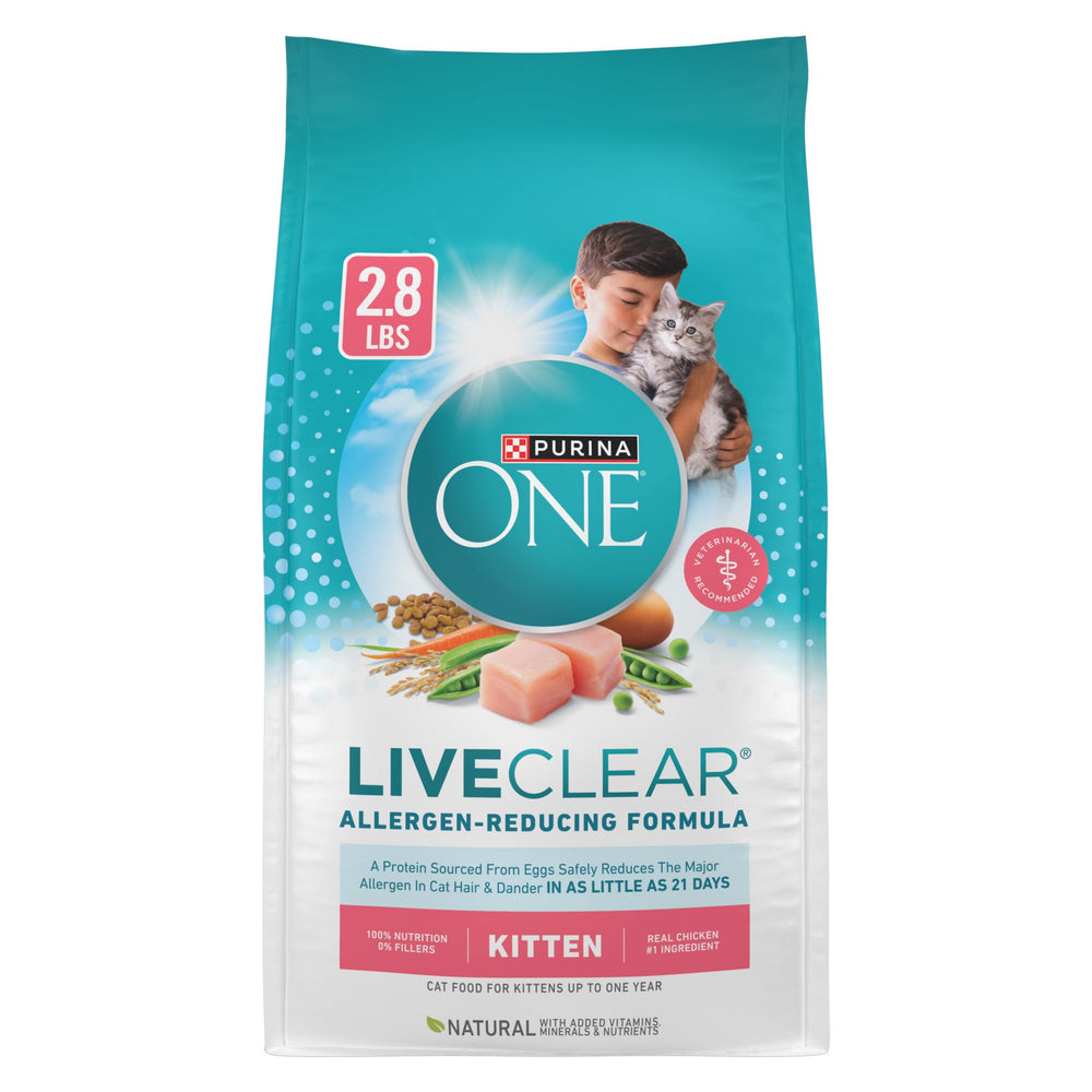 Purina ONE LiveClear para gatitos con pollo real como ingrediente principal, sabor atractivo