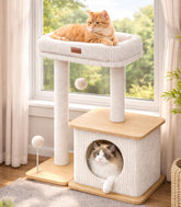 Purrlato arbol-gato moderno nordico, ideal para trepar y observar desde alturas.