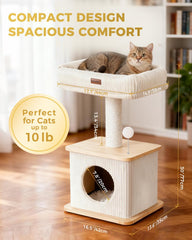 Purrlato Arbol Gatos: cama interior suave para siestas cómodas