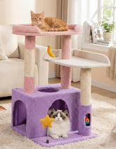Torre Purrlato 32 pulgadas con violeta lunar y condominio para gatos.