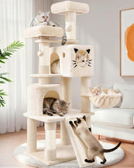Torre PURRLATO de 66 pulgadas, estructura estable para varios felinos.