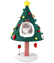 PuzzlePaw árbol navideño para gatos con torre y poste rasguño