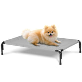 PVY cama para perro elevada exterior 35 pulgadas gris, ideal para camping al aire libre