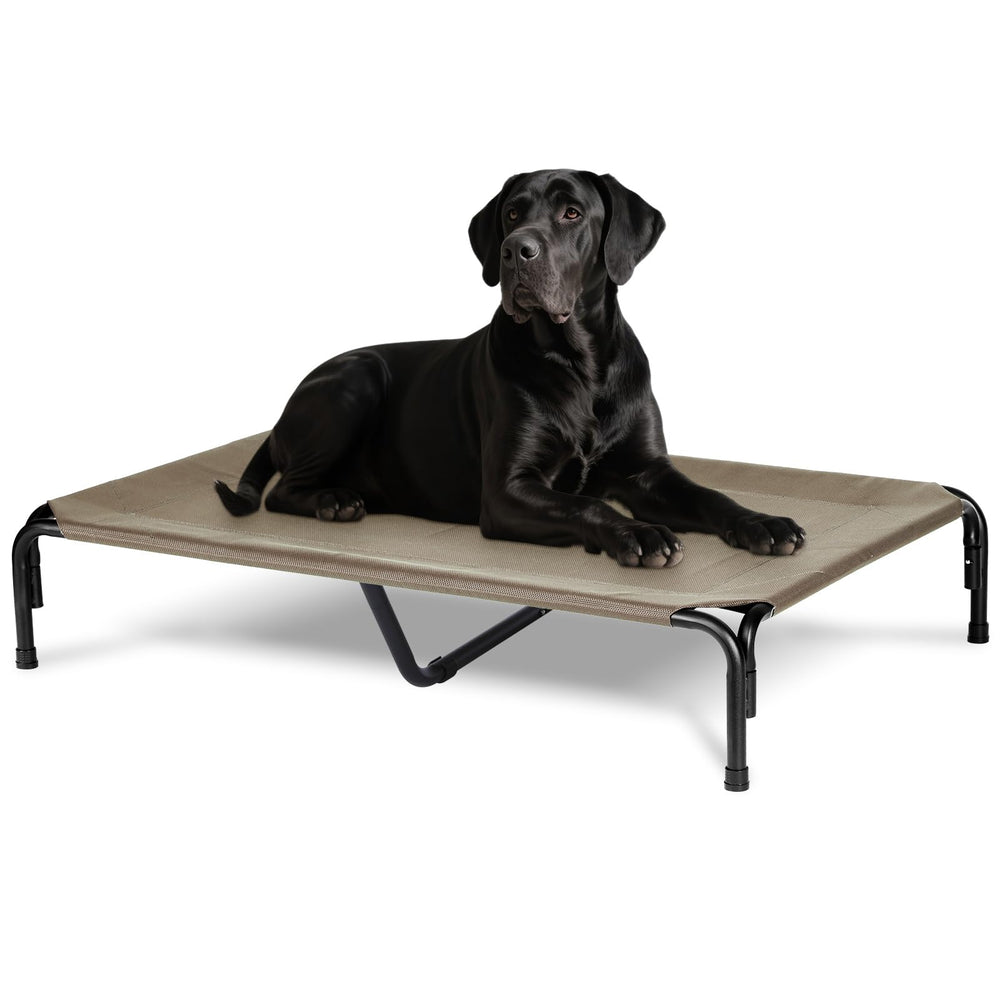PVY cama para perro elevada exterior de 51 pulgadas, lista para uso al aire libre.