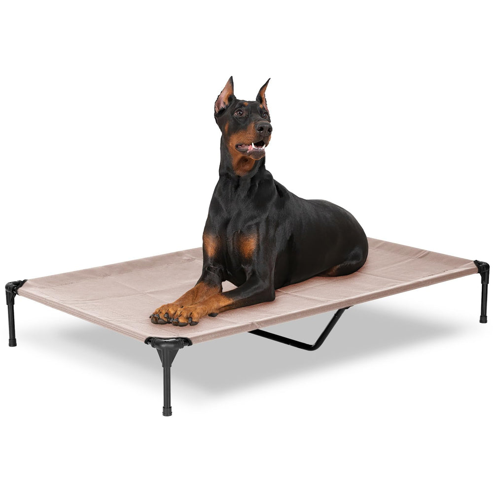 PVY cama para perro elevada exterior XXL ofrece descanso estable al aire libre.