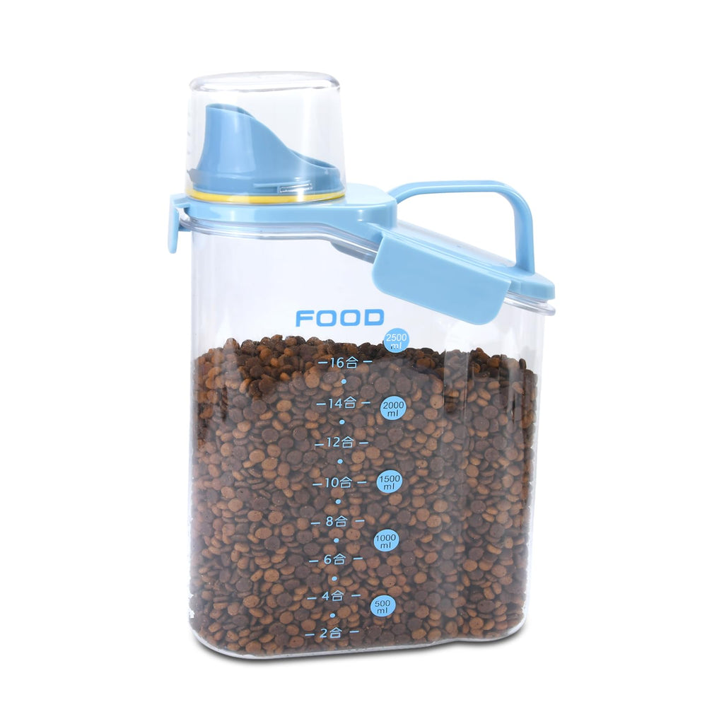 P-ZOONPE contenedor de alimento para mascotas, vista frontal, mantiene frescura y facilita el acceso.