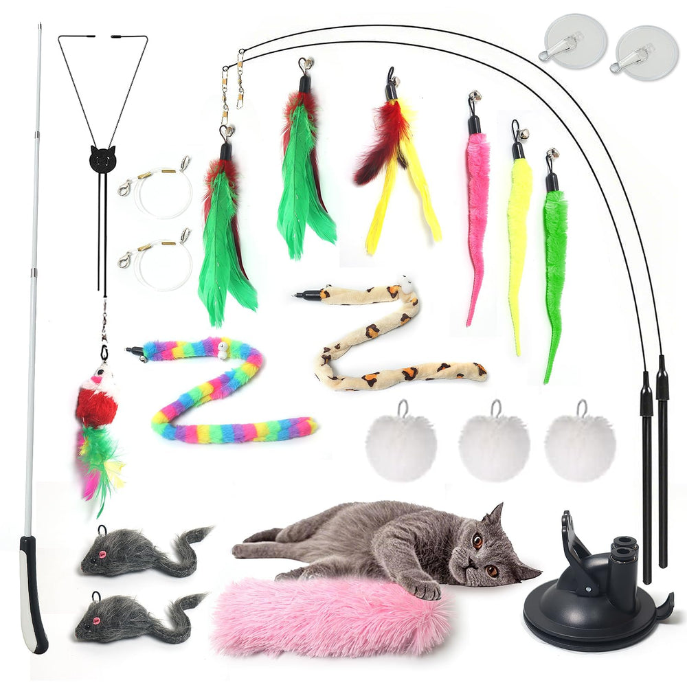 QAWRZZPR varita-gato retractil: estimula juego dinámico y coordinación en gatos