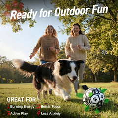 QDAN Pelota de fútbol canina con textura hexagonal para rebote divertido