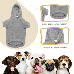 QDYU sudadera para perro grande gris, vista posterior, diseño duradero.