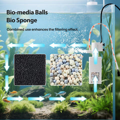 QiQiWader filtración doble con esponja y bolas bio-media