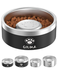 Qiuma tazón lento para perro en acero 304, 2 tazas de capacidad.
