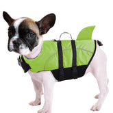 Queenmore chaleco salvavidas tiburón verde para perros, flotación estable.