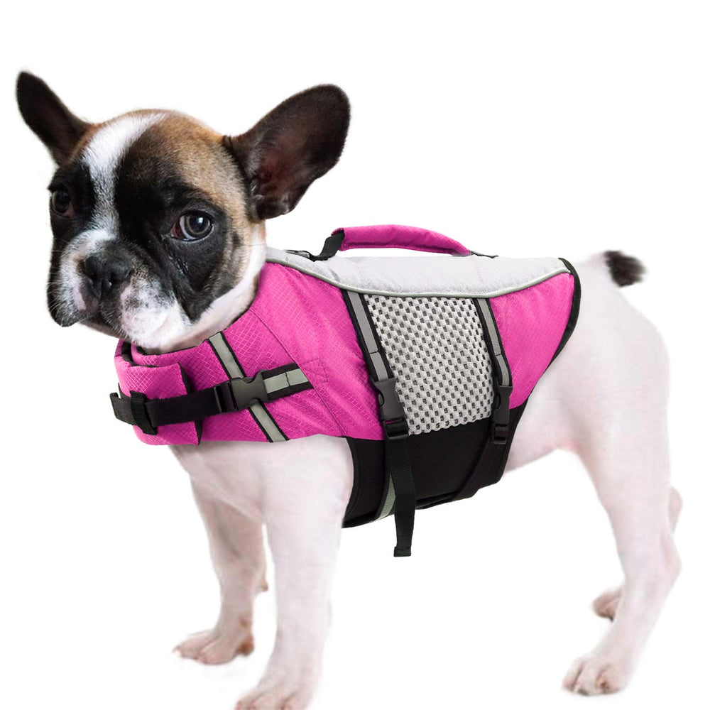 Queenmore chaleco salvavidas para perro piscina frontal, flotación estable para paseos acuáticos.