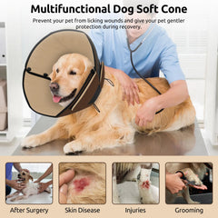 Cono para postoperatorio Queenmore con ajuste seguro y cómodo.