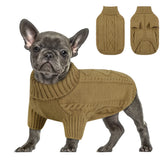 Queenmore suéter para perro, vista frontal con cuello alto, abriga en paseos fríos