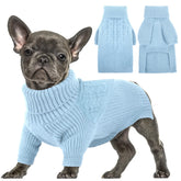 Queenmore suéter para perro azul, vista frontal, mantiene al perro abrigado y cómodo