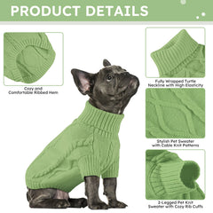 Suéter Queenmore para perro pequeño con cuello alto verde