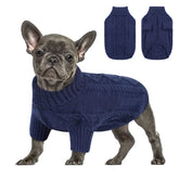 Queenmore suéter para perro pequeño con cuello alto en azul marino, abrigo cálido.