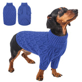 Queenmore suéter para perro con cuello alto, azul real, mantiene cálido.