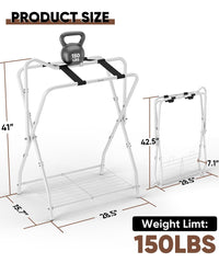 Queension: soporte plegable para silla de montar, fácil traslado y almacenamiento compacto.