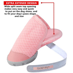 QUMY botas para perro rosa, suela antideslizante para tracción en superficies duras