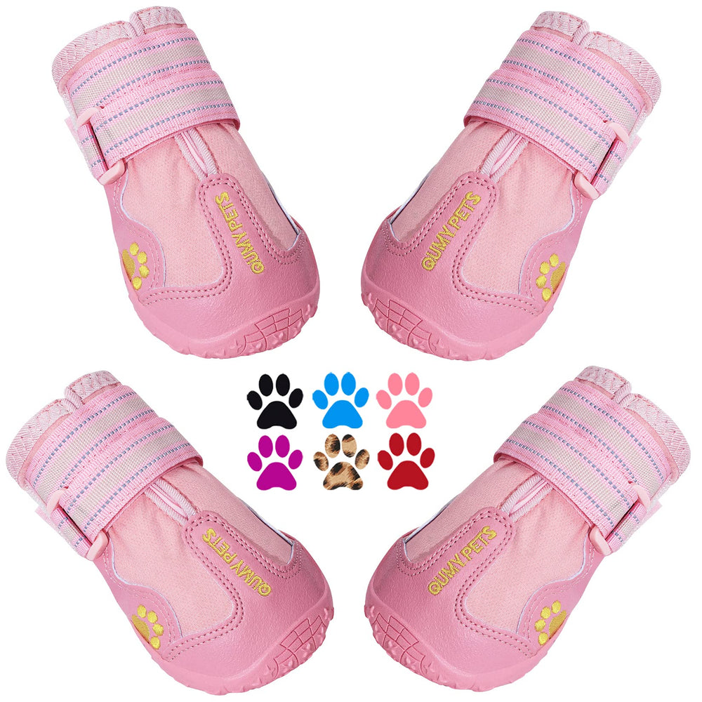 QUMY zapatos para perro grande muestran ajuste seguro para caminatas diarias