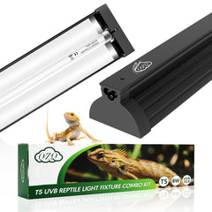 Luminaria QZQ T5 UVB para reptiles con reflector curvado para mayor distribución UVB