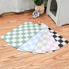 Ralxion alfombrilla de alimentación con diseño cuadros verde salvia, ideal para estilo y protección del piso.