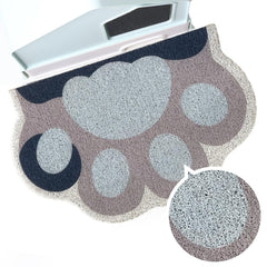 Rarenut Tapete para arena de gatos 24x16, azul gris, atrapa arena y evita suciedad.