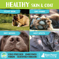 Raw Paws aplicación de coco para pelaje de perros y gatos, nutrición diaria suave