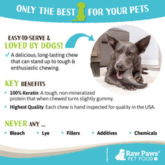 Raw Paws empaque hecho en USA, garantía de calidad y frescura.