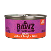 Rawz alimento en lata para gato, pollo y calabaza, sabor real ideal para la dieta diaria.
