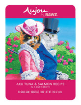 Rawz Aujou Aku, sobre de atún y salmón, práctico para la alimentación diaria.