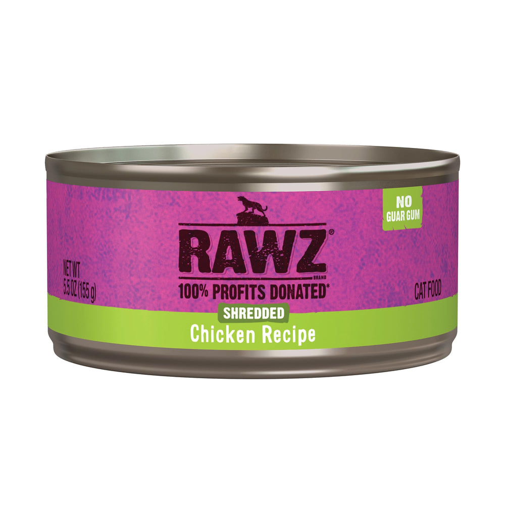 Rawz gato conserva desmenuzado pollo, proteína real en cada bocado.