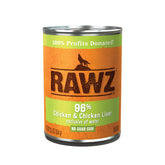 Rawz lata perro pollo 96% carne, opción sabrosa y completa.
