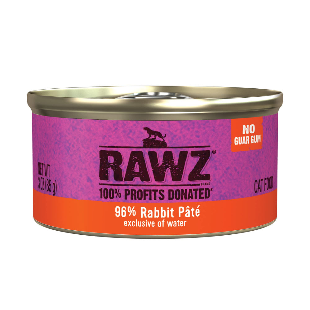 Rawz Paté para gatos conejo, lata de 85 g, proteína real para una dieta equilibrada.