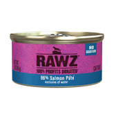 RAWZ Salmón Pate: lata abierta con textura cremosa para el paladar felino