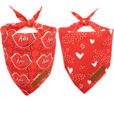 Bandana Realeaf para perro de dos caras con corazones, ideal para paseos con estilo.