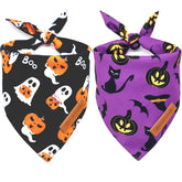 Bandana Realeaf de Halloween, doble cara, estilo naranja con calabaza para perros