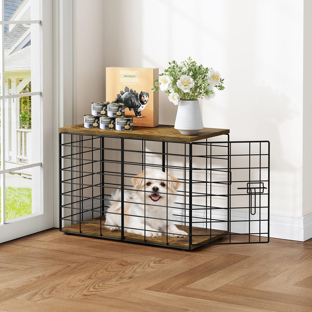 Rechgosh jaula para perros pequeños, vista frontal, almacenamiento útil en sala.