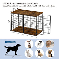 Rechgosh jaula para perros pequeños, tapa de almacenamiento para libros y decoración.