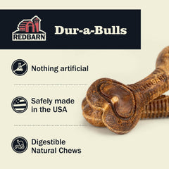Durabilidad mejorada de Dur-A-Bulls para perros que disfrutan masticar más tiempo.